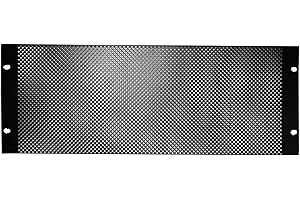 LOOPS 19" 4U Ventilated Mesh Blanking Rack Patch Panel – Vented Equipment Data Cabinet Module Plate Mount – Black Metal Cooling Empty Unit Cover & Fixing Screws