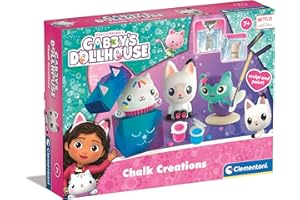 Clementoni - Gabby et la Maison Magique - 7 Ans + - Coffret Créatif Moulage Plâtre - Figurines à Créer et Peindre - Activité Manuelle Enfant - Personnages Inclus - Idee Cadeau - Gabby's Dollhouse