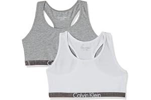 Calvin Klein - Girls Clothes - Girls' Underwear - Crop Top Bra - Calvin Klein Girl's Bralette - Pack of 2 - Grey/Black - Age 14-16