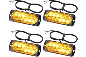 EYPINS 4X12LED Luce Stroboscopica,Luce LED Lampeggiante Ambra,Spia di Emergenza,IP65 Impermeabile,18 Modalità di Lampeggio,per 12V/24V Camion,Auto,Trattore