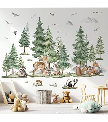 Adesivi Murali Grande Alberi Foresta Con Animali - Per Camerette Bambini - Foto 9