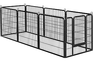 Abician Parc pour Chien en 8 Panneaux Cage pour Chien de 80x80 cm Enclos Chiens Chiot Lapin Rongeur avec Porte Clôture pour Chiens en Métal