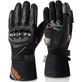 BORLENI Motorcycle Gloves Winter Men with CE Certification Level 1 KP Waterproof Carbon Fiber,Warm Motorcycle Gloves with Tou