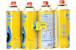 Thrink PACK OF 16 Butane Gas Bottles Canister Camping Heater Cooker BBQ | Compact And Resealable CP 250 Valve Gas Cartridge | Can Use 1.6 Hours To 2 Hours Continuously | 220gm of Butane In Each Can
