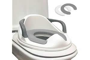 Babify Kinder-Toiletten-Trainer - Toiletten-Adapter - von 1 bis 8 Jahren - 2 Anti-Rutsch-Kissen im Lieferumfang enthalten - leicht zu reinigen - Farbe weiß/grau
