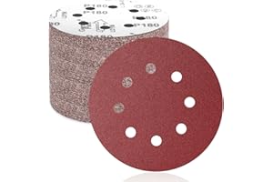 FEIHU 50 Pezzi Dischi Abrasivi 125mm, Carta Vetrata Abrasiva 8 Fori per Levigatrice Orbitale: Grana 180