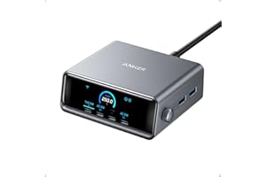 Anker Prime 250W USB C Charger, Ultra-Fast 6-Port GaN Charging Station, 2.26" LCD Display and Smart Control Dial, Compatible with MacBook Pro/Air, iPhone 15/14/13, Pixel, Galaxy, Apple Watch, and More