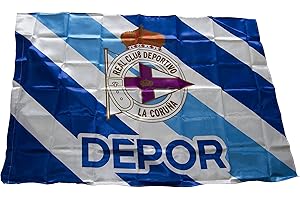 BUOSHA Real Club Deportivo de La Coruña Baddep Bandera, Blanco/Azul, Talla Única