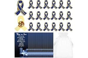 CNSJ Blue Ribbon Dove Pins Memorial Funeral Ribbon Pins Badge Brooches in Forever in Our Hearts with Memorial Poem Cards Organza Bags for Funeral Mourning Event Bereavement Remembrance