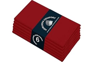 HEIRLOOM COMFORT Red Cloth Dinner Napkins Set of 6, 100% Cotton, 43x43 cm, Soft, Washable, Reusable, Perfect for Hotels, Restaurants, Lunch, Weddings, Events, Parties, Everyday Use, Red