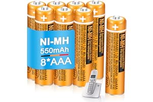 BENNTOP 8 Pack 550mAh 1.2V AAA Rechargeable Batteries HHR-55AAABU NI-MH for Panasonic Handsets Replacement Battery for BT Gigaset Cordless Phones Home Office Daily Use