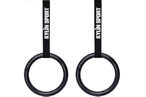 KYLIN SPORT Anneaux Gymnastique en Bois Diamètre 28mm Réglable Exercice Fitness Suspension Training Exercice Anneaux Olympique de Bouleau＋2* Bandes en Nylon 4m×3.8cm