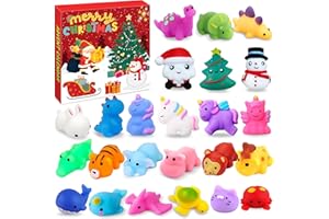 Chennyfun Advent Calendar 2024, 24 PCS Christmas Snowman Mochi Squishy Advent Calendar, Including Animals Santa Unicorn 24 Days Countdown Calendar, Reusable, Cute as Christmas for Girls and Boys Gift