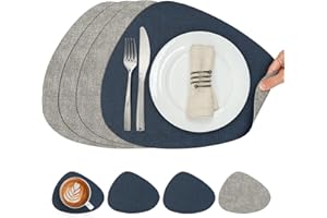 Chitomars Manteles Individuales y Posavasos, Doble Cara Salvamanteles Individuales Antideslizantes Manteles Individuales Lavables Plastico Individuales Mesa Resistentes al Calor