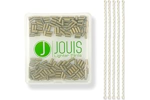 Jouis Lighter Flints - Universal Replacement Lighter Flints Compatible with most Lighters (100x Flints + 5 Wicks, Gold)