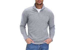 EKLENTSON Mens 1/4 Zip Pullover Fleece Sweatshirt Jumper Long Sleeve T-shirt Top Stand Collar Winter Warm Sweater Jacket