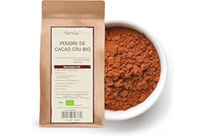 1kg de poudre de cacao biologique à base des meilleures fèves de cacao - aliment cru - 100% de cacao pur, poudre de cacao BIO fortement déshuilée (11% de matière grasse) - emballages écologiques