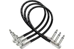 WORLDS BEST CABLES 3 unités – Van Damme Pro Grade Classic XKE – 50 cm – Premium Flexible Shielded Guitare basse Pédale d'effets Instrument, câble – profil bas, Pancake à angle droit type de connecteurs (6.35 mm) TS