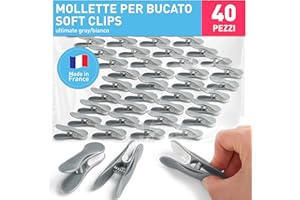 culiclean Mollette per Bucato – 40 Pezzi – Design Soft Clip – Mollette Panni Resistenti – Antisegno per Bucato – Colori Assortiti – ultimate gray-bianco