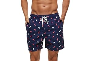 LEZUAN Costume da Bagno Uomo, Pantaloncini da Bagno Hawaii, Pantaloncini da Spiaggia Idrorepellente, Pantaloncini da Nuoto Leggeri con Tasche e Coulisse, Traspirante e Asciugatura Rapida per Vacanze al Mare