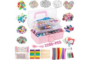 Withosent 2200+ Pezzi Lavoretti Creativi per Bambini, DIY Art Craft Set, Wiggle Occhi, Sticks, Glitter Palla Pompon, Scovolini Pipa, Perline, Kids Mestiere Fai da Te Decorazioni Giocattoli
