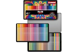 STABILO Pen 68 - Pennarello Premium - ARTY - Scatola in Metallo da 66 - con 65 Colori Assortiti