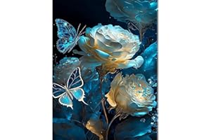 CEOVR 5D DIY Diamond Painting Kit Completo,Strass Diamante Cristallo Punto Croce Art Ricamo Pittura Painting con Numeri, Fiori e Farfalla Pittura Diamante 5D Fai Da Te per Adulti Bambini Decorazioni