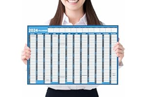 HIPPO COLOURS A3 Wall Planner Calendar 2024 Wall Planner Calendar A3 2024 Size 42.0 x29.7cm Yearly Home Desk Office Jan to Dec Academic Wall Planner Family calendar 2024 Calendar Planner Blue And Black