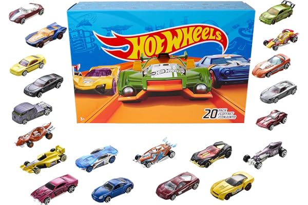 Hot Wheels Coffret De 20 Voitures, Camions Et Voitures Jouets À L'Échelle 1:64 avec Détails Et Décors Réalistes, Voitures De Collection, (Modèle aléatoire), Jouet pour Enfant de 4 Ans et Plus, DXY59