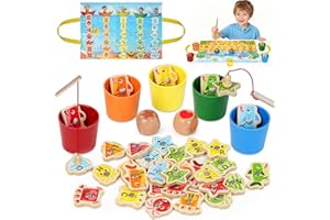 Lubolee Jouet Enfant 2 3 Ans, Jeux Montessori Pêche a la Ligne pour Enfant 2 3 Ans en Français - Jeu Educatif 2-3 Ans de Tri pour Enfant, Cadeau d'anniversaire ou Cadeau Noel Enfant 2 3 4 5 6 Ans
