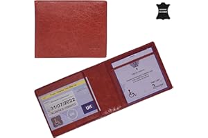 RHB Genuine Leather Disabled Blue Badge Holder with Timer Wallet – Secured Disability Parking Permit Cover with Hologram Protection (Timer not Included) (Red Brunch)