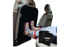 ‎KEWAGO Kewago Rückenlehnenschutz Auto Kinder 2 Stück schwarz - Trittschutz Autositz & Rücksitzschoner - Sitzschoner Auto Vordersitze - Autositz Schutz vor Schmutz, Abdrücken & Kratzern - Schutzmatte