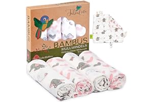 Tabalino - Mantas Muselina Bebé, Pañales de Gasa de bambú paños de escupir maravillosamente Suaves - 80x80cm - Pack de 4 - un paño mimoso Gratis - Doble Tejido - niño y niña - pañales de Tela
