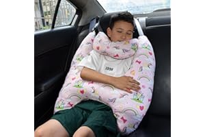 YAOZUP Poduszka podróżna dla dzieci, do samochodu, poduszka podróżna dla dzieci, poduszka do spania dla dzieci, do samochodu i dzieci, poduszka na kark (jednorożec)