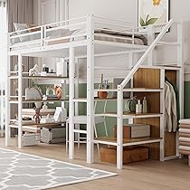 Merax Hochbett 90x200 Cm Mit Schrank & Sofa - Kinderbett Mit Stauraum In Weiß