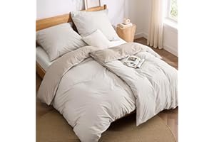 ‎BEDSURE BEDSURE Bettwäsche 135x200 Baumwolle 4teilig - Bettwäsche-Sets Beige Khaki Taupe Wendebettwäsche 2er Set mit 2 Kissenbezüge 80x80 cm, Oeko-TEX Zweifarbiger Bettbezug mit Reißverschluss