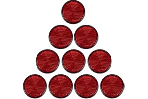 Yinaolan 10 Pack Red Self Adhesive Round Reflectors, E9 Approval Road Safety Stick-on Rear Reflectors for Trailer Caravan Truck Lorry or Agricultural Machines