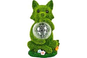 TIN DREAMS FACTORY Estatua Decoracion Jardin Exterior, Figuras Animales para Decoracion Hogar Luz Solar Recargable, Estatuas Decorativas de Resina Exterior o Interior, Adornos Originales Casa Jardin