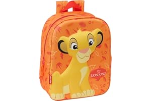 Safta EL REY LEON 3D - Mochila de Guardería 3D, Adaptable a Carro, Fácil Limpieza, Ideal para Niños de Diferentes Edades, Cómoda y Versátil, Calidad y Resistencia, 22x10x27 cm, Color Naranja