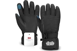 TOUTBIEN Gants de Ski, Gants Chauds d'hiver à Écran Tactile pour Homme et Femme Neige Imperméable Vent Respirant Antidérapant Poignet Réglable pour Ski Snowboard Cyclisme Moto Randonnée