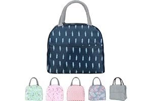 YumSur Sac Isotherme Repas Bureau Lunch Bag Sac à déjeuner Fraîcheur Sac de Transport Repas Pique-Nique Sac de Poche Toile Imperméable isolé pour Femme, Homme,École et Bureau Filles Enfants (Plume)