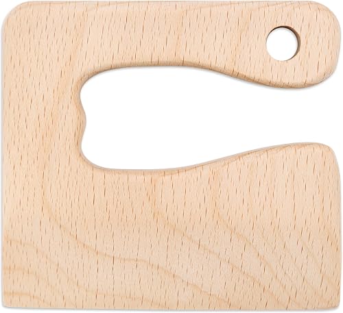 wunderwunsch® - Personalised Montessori Children's Knife with Engraving - Safe Wooden Baby Cutlery with Rounded Edges - Birthday Baby Gift (without Name)