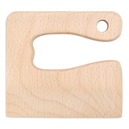 wunderwunsch® - Personalised Montessori Children's Knife with Engraving - Safe Wooden Baby Cutlery with Rounded Edges - Birthday Baby Gift (without Name)