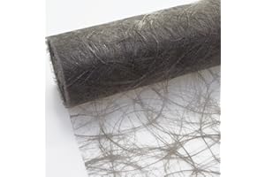 DEKO AS GMBH Sizoweb Tischband - 25 Meter Rolle + 300 Mini-Dekodiamanten Gratis (20cm Breite, Anthrazit)