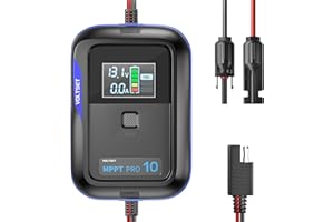 VOLTSET MPPT Solar Panels Charge Controller, 10A, 12V, Portable, Intelligent, for AGM, Gel, LiFePO4 Batteries