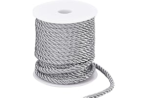 PH PandaHall 18m Corda Intrecciata in Poliestere 5mm Cordino Decorativo Ritorto, Filo di Corda a 3 Strati per Decorazioni per la Casa Avvolgimento Regalo Natale Fai Da Te, Grigio Scuro