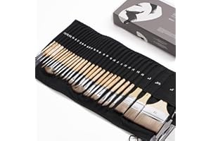 ARTIFY ART SUPPLIES Artify pinceaux de Peinture, série Expert, Ensemble de pinceaux synthétiques améliorés avec Rouleau de Tissu et Couteau à Palette pour Acrylique, Huile(30 PCS) Aquarelle et Gouache