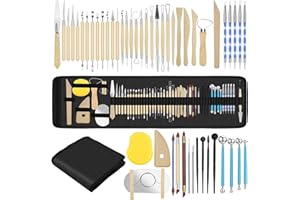 EEEKit 52PCS Polymer Clay Sculpting Tools, Ceramic Clay Tools Kit, Pottery Carving Tool for Modeling, Engraving, Embossing, Shaping