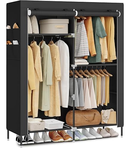 Armadio In Tessuto JUPPLIES 45x130x167 Cm Con Ripiani E Barra Appendiabiti | Pieghevole E Salvaspazio | Montaggio Facile Senza Attrezzi | Per Camera, Soffitta E Seconda Casa