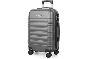 MoFut Hartschalen-Handgepäck Koffer aus ABS – Reisekoffer mit 4 Drehbaren Rollen (360°), Trolley mit Aluminium-Teleskopstange und 3 Stelige-Zahlenschloss (M – 41L, Dunkelgrau) (M-L-XL-Set)